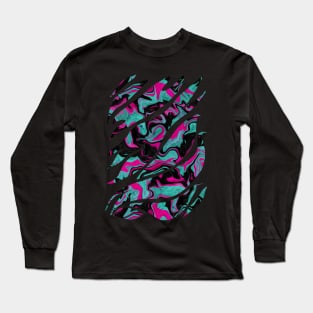 Abstract geometric shape with melted neon colors Long Sleeve T-Shirt